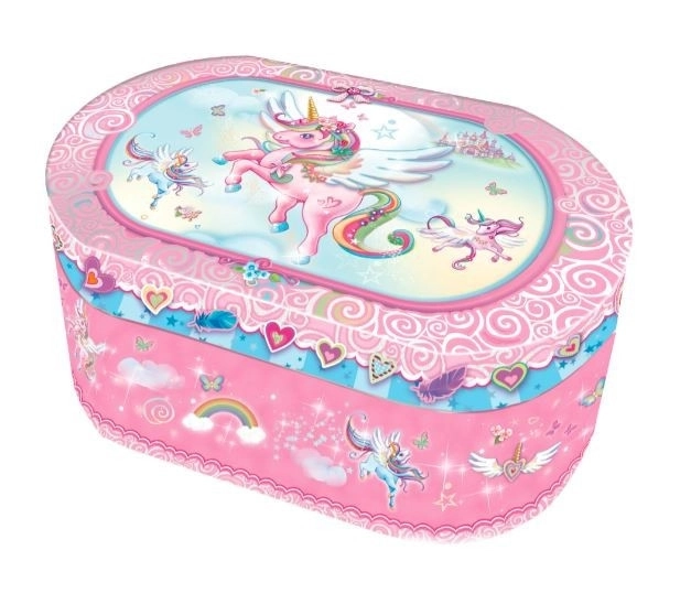 Oval Unicorn Musical Jewelry Box