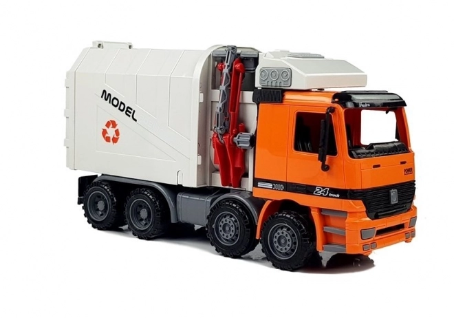 Orange and Grey Push-Powered Garbage Truck Toy