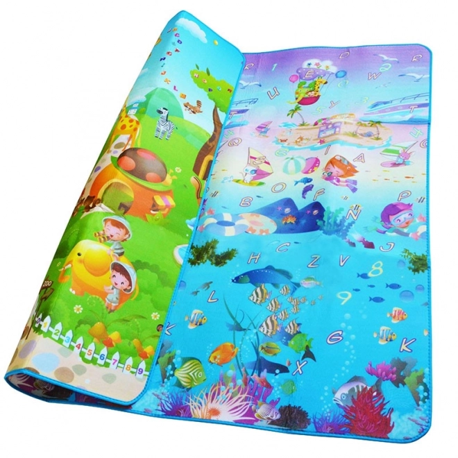 Educational Foam Play Mat Foldable Double-Sided Ocean World 190 x 170 cm