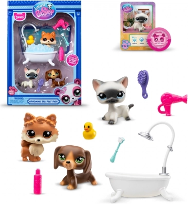 Ensemble de bain Littlest Pet Shop avec 3 animaux