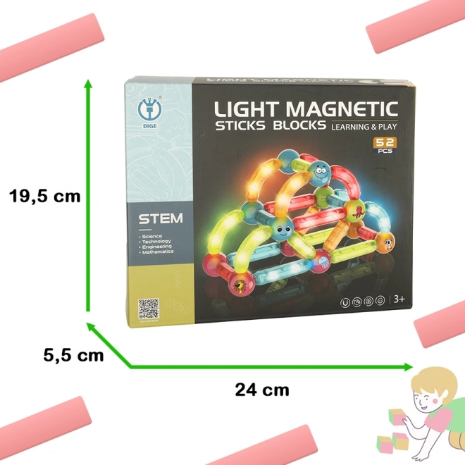 LED Magnetic Blocks for Kids 52 Pieces