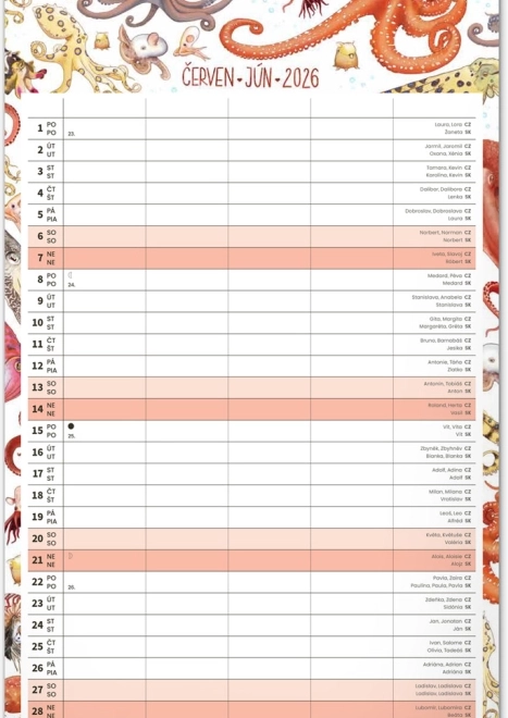 Wall Calendar Family Planner 2026 with Animalium Illustrations