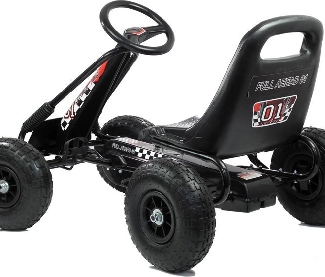 Pedal Air Kart + Inflatable Tires + Adjustable Seat – Black