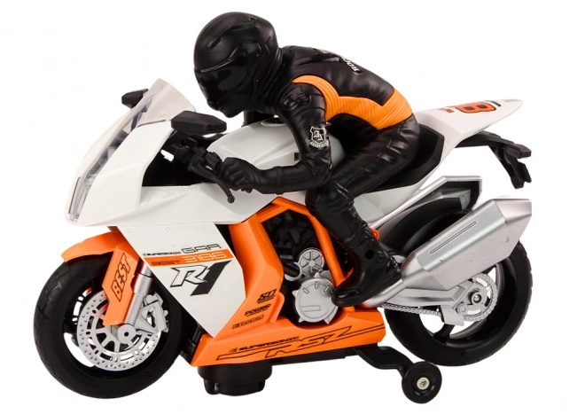 Interactive White Motorcycle Toy with Lights and Sounds