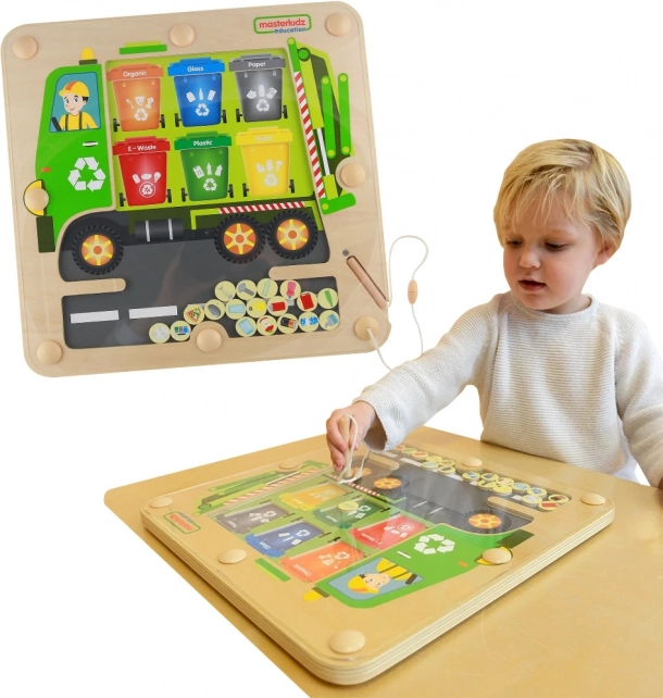 Masterkidz Magnetna Tabla Razvrščanje Odpada Reciklačni Tovornjak Montessori