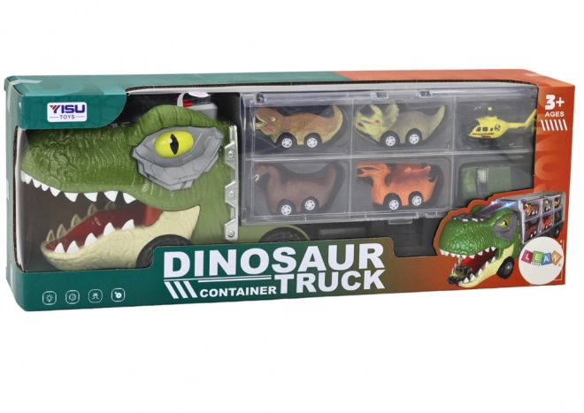 Dinosaur Transport Truck with Die-cast Cars - Green