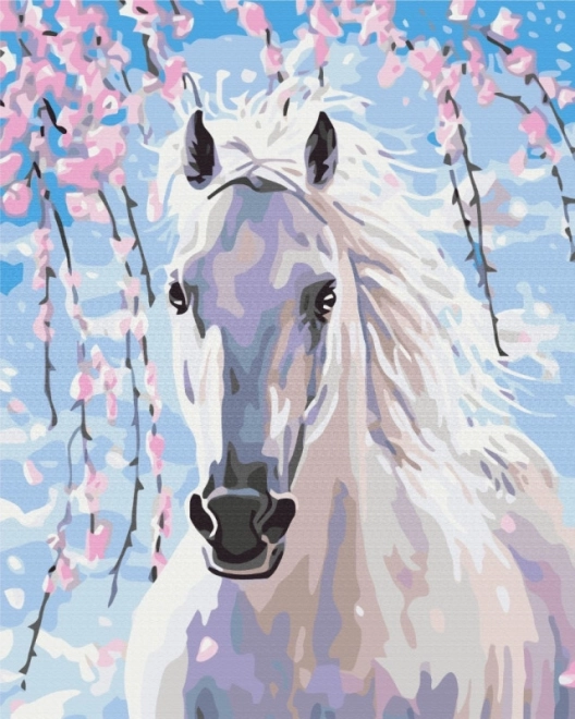 Paint by Numbers - Horse in Cherry Blossom