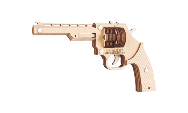 Wooden 3D Puzzle Rubber Band Gun Revolver