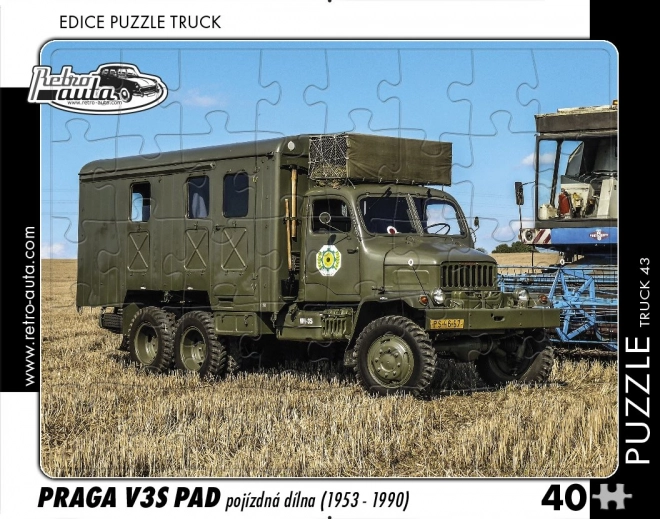 Retro Cars Puzzle Truck Praga V3S Workshop