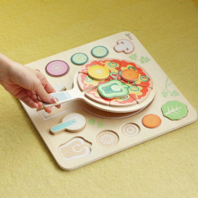 CLASSIC WORLD Holzspielzeug Pizza zum Schneiden, Puzzle 22 Teile