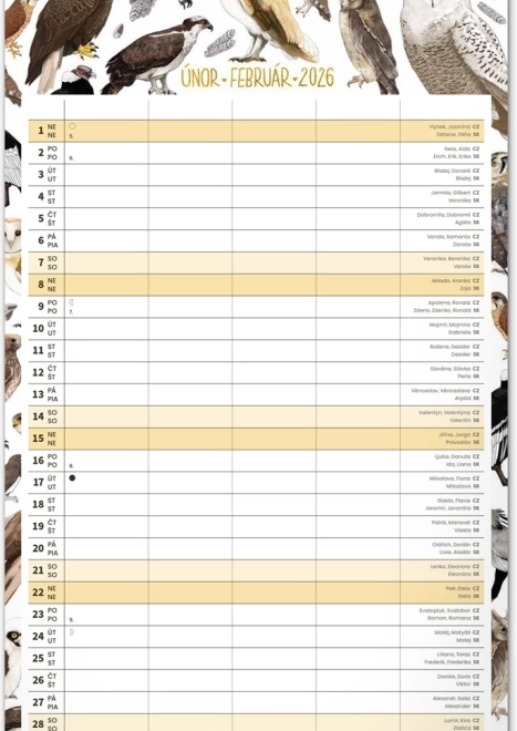 Wall Calendar Family Planner 2026 with Animalium Illustrations