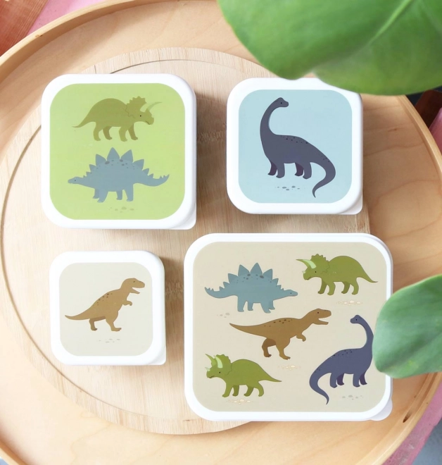 A Little Lovely Company lunchbox set with dinosaurs