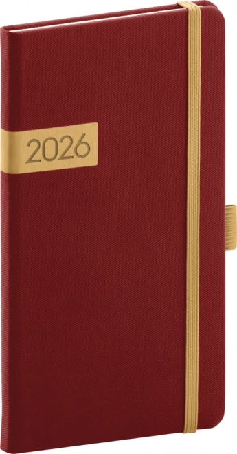 Zsebnaptár Twill bordó-arany 2026