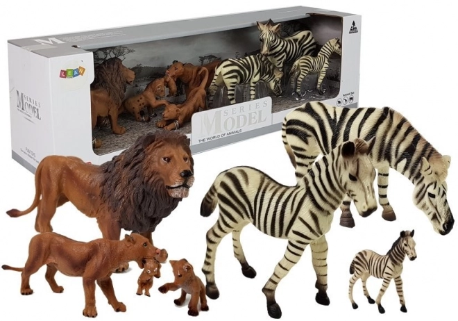 Animal Toy Set Lion and Zebra Family