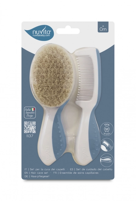 Baby Hair Brush Set Powder Blue