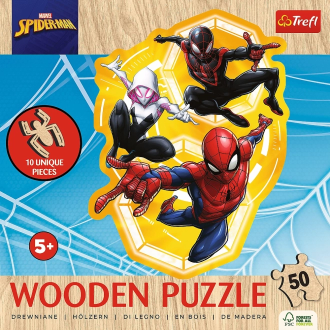 Trefl Wooden Outline Puzzle Spiderman: Ready for Action 50 Pieces