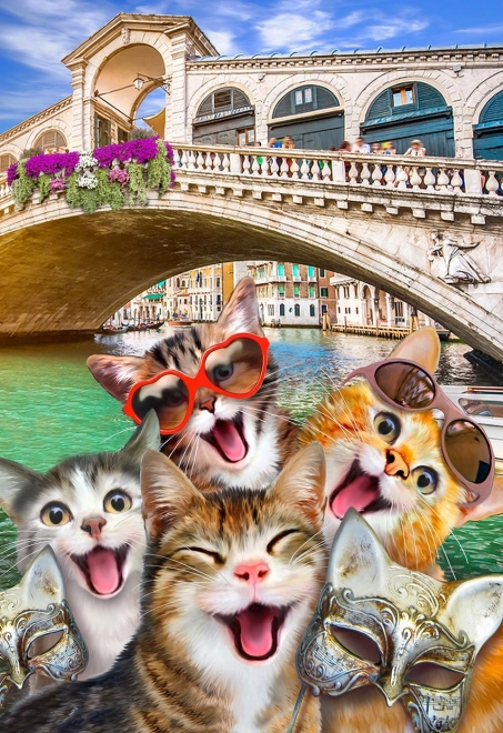 wooden puzzle kittens in venice 2-in-1