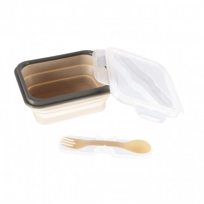 Silicone Snack Box with Cutlery Small Sand Beige