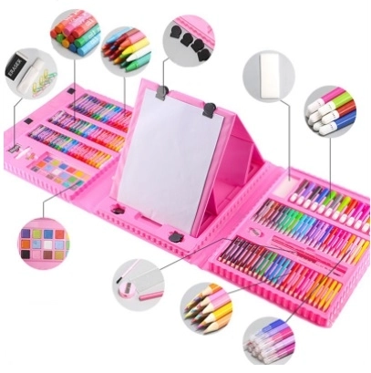 Art Set in Pink Carry Case with 208 Pieces