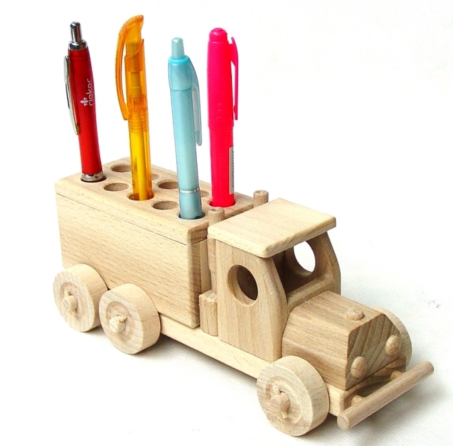 Ceeda Cavity Wooden Truck Pencil Holder