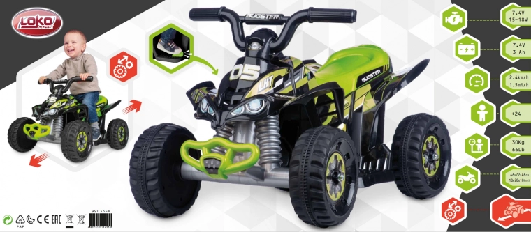 Quad elettrico per bambini 7,4 V, verde