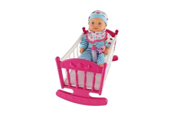 Cute Baby Doll with Cradle and Accessories