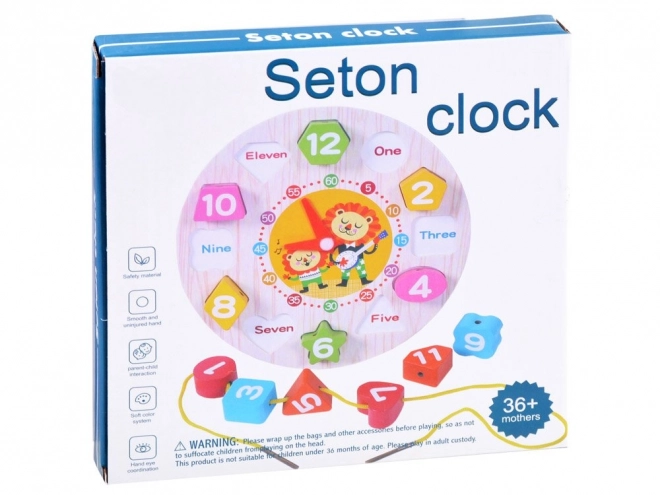 Educational Wooden Clock with Shape Sorter