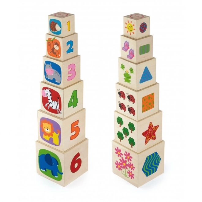 Viga Animal and Numbers Wooden Stacking Tower