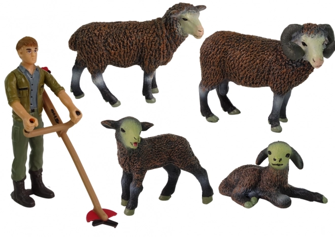 Farm Animal Figures Set with Sheep and Farmer