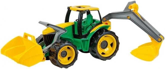 Green And Yellow Tractor With Loader And Backhoe