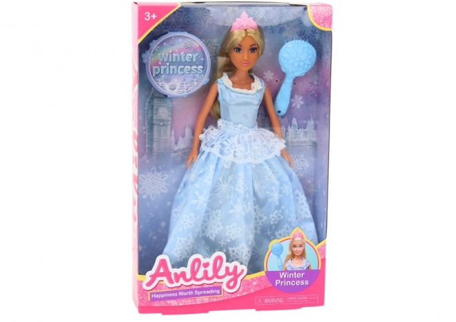 Anlily Ice Queen Doll with Blue Dress and Brush