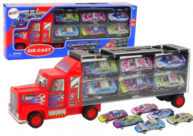 Large Transport Truck with Racing Cars