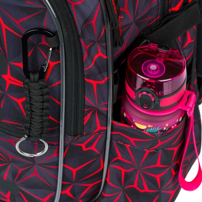 Baagl School Backpack Set - Core Red Polygon