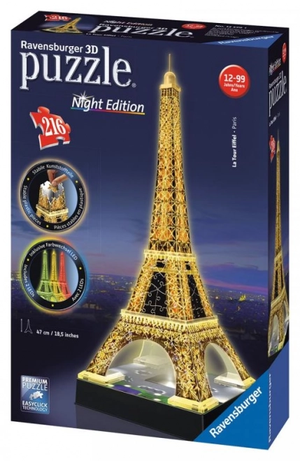 3D Eiffel Tower Puzzle Night Edition