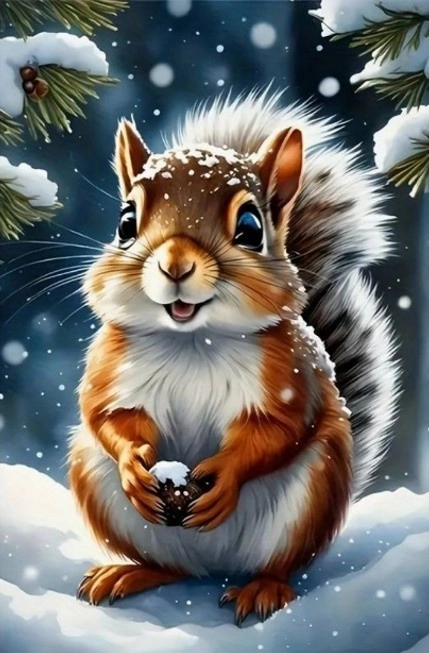 Winter Squirrel Diamond Painting