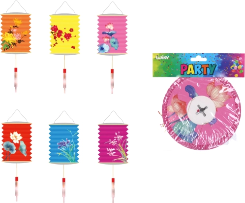 Lampion cylindre Fleurs 16 cm