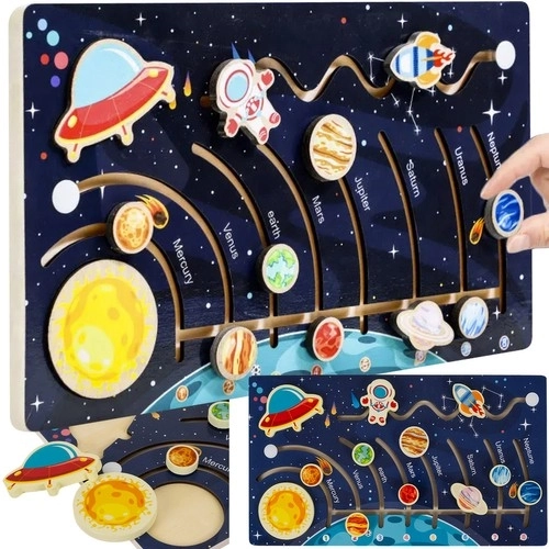 Wooden Montessori Solar System Puzzle