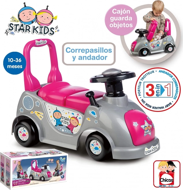 Chicos Ride-On Toy Star Kids 3-in-1 Pink