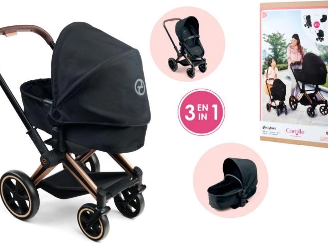 Poussette pour poupées Cybex 3 en 1 noir