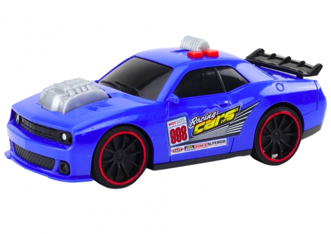 Interactive Blue Racing Car with Lights and Sounds