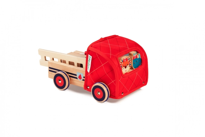 Wooden Fire Truck with Rhino Marius