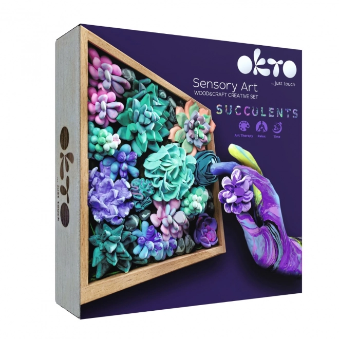 Artistic Modeling Set Succulents in Wooden Frame