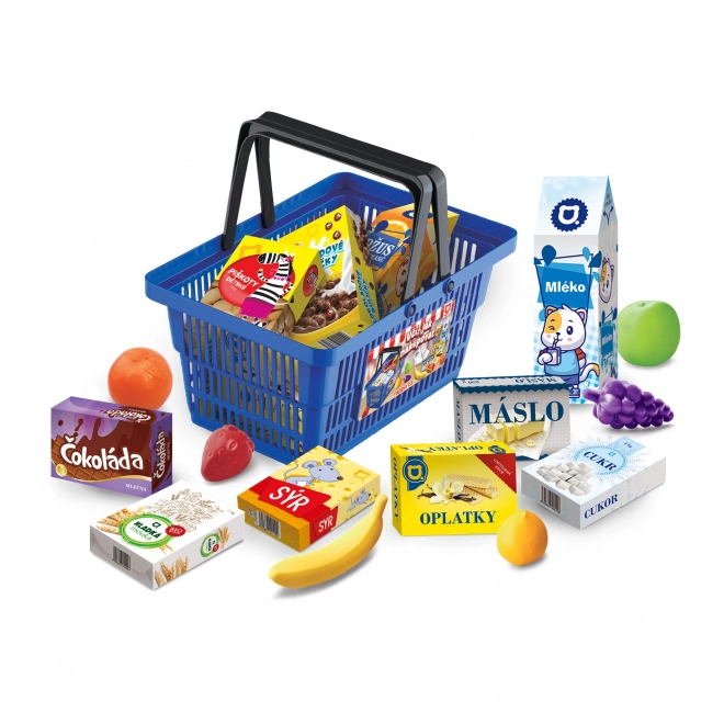 MINI MAGASIN - panier avec accessoires et apprentissage des achats - bleu
