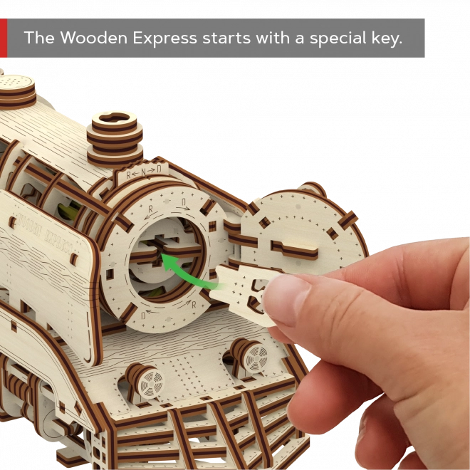 Wooden 3D Puzzle Express Train with Rails