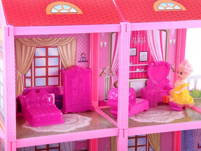 Large Dollhouse with Doll and Furniture