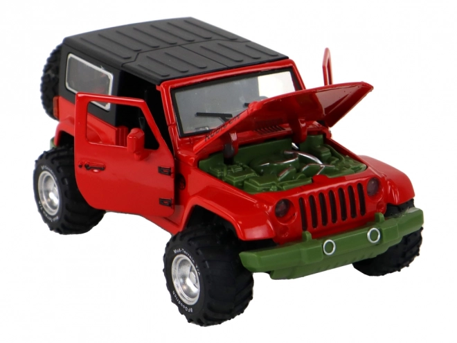 Metal Friction Powered Off-Road Car with Batteries Red Scale 1:32