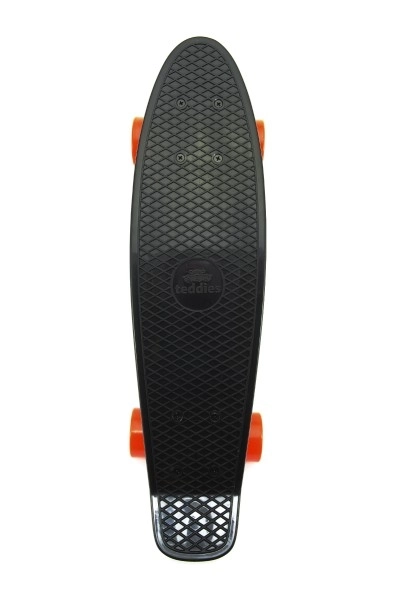 Children's Pennyboard Skateboard – black, orange wheels