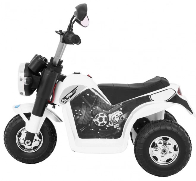 Children's Electric Ride-On MiniBike with LED Lights and Sounds - White