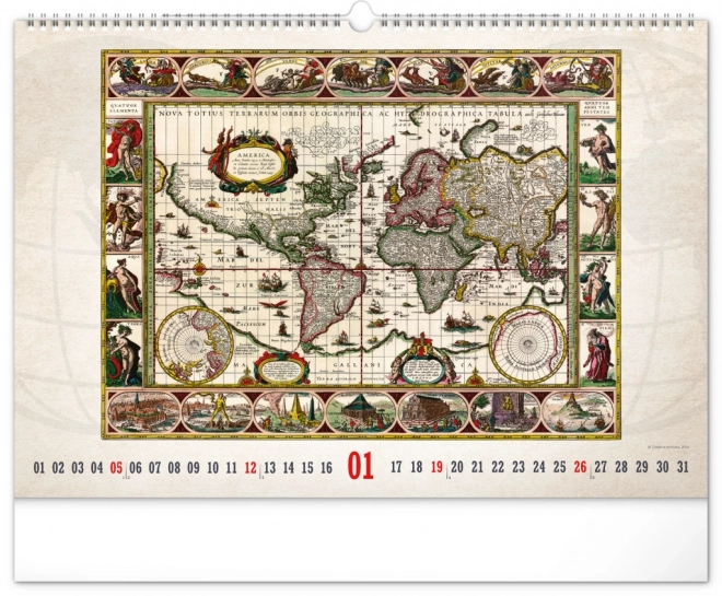 Wall calendar old maps 2025