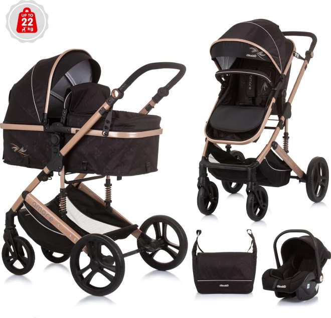 Chipolino stroller Amore 2-in-1 Jungle – Obsidian, Gold